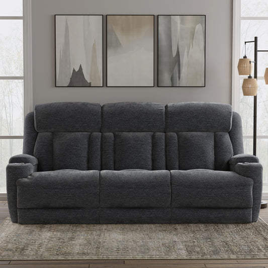 Living Dalton - Lucky Charcoal Power Reclining Sofa with Drop Down Console