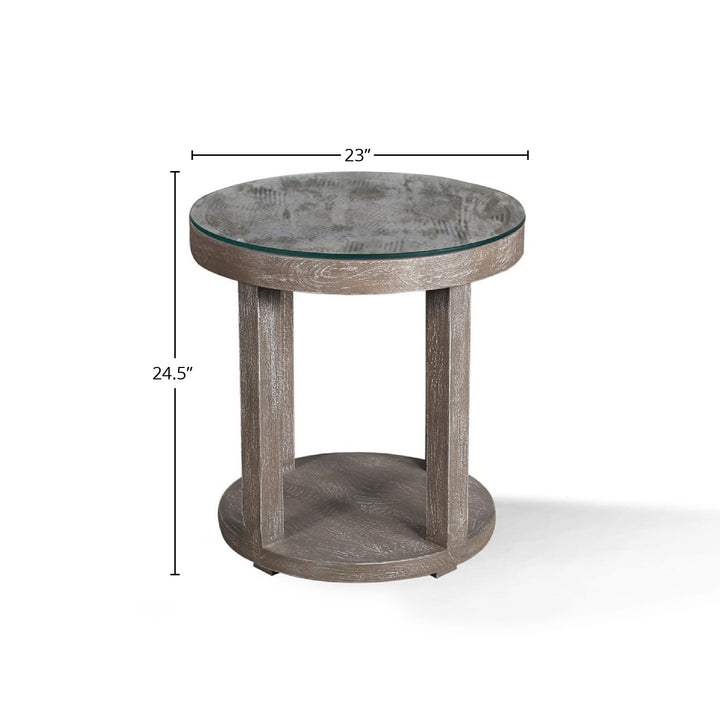 House Crossings Serengeti Round Glass Top End Table