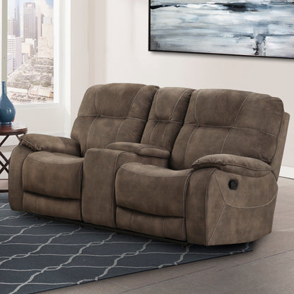 Living Cooper - Shadow Brown Reclining Console Loveseat