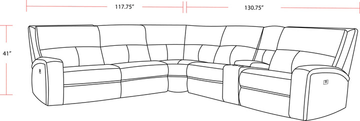 Living Polaris - Bizmark Grey 6 Piece Modular Power Reclining Sectional with Power Adjustable Headrests