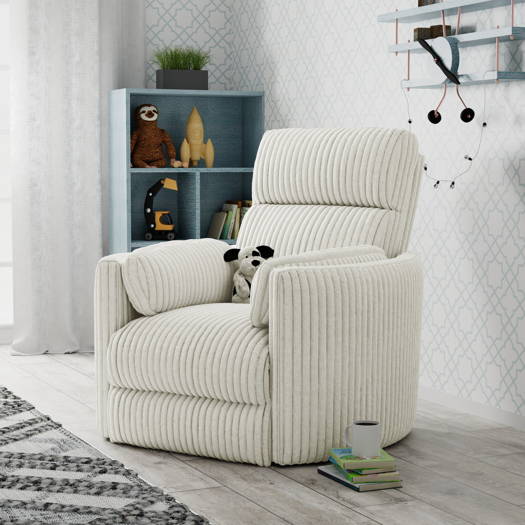 Living Radius - Mega Ivory Swivel Power Glider Recliner