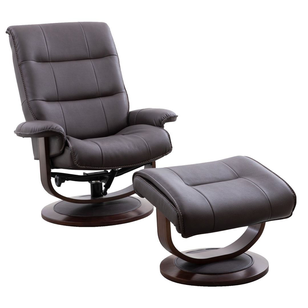 Living Knight - Chocolate Manual Reclining Swivel Chair and Ottoman