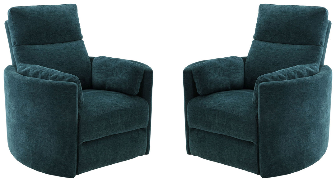 Living Radius - Peacock Power Swivel Glider Recliner Two Pack