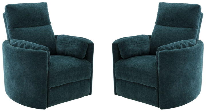 Living Radius - Peacock Power Swivel Glider Recliner Two Pack