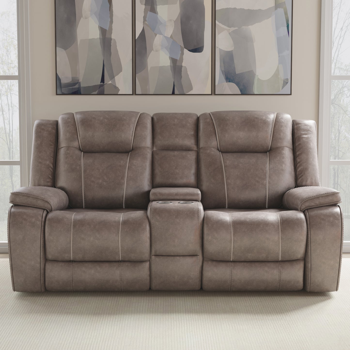 Living Blake - Desert Taupe Reclining Console Loveseat