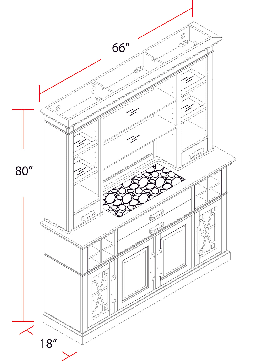 House Sundance - Sandstone 66 In. Buffet and Hutch with Quartz Insert