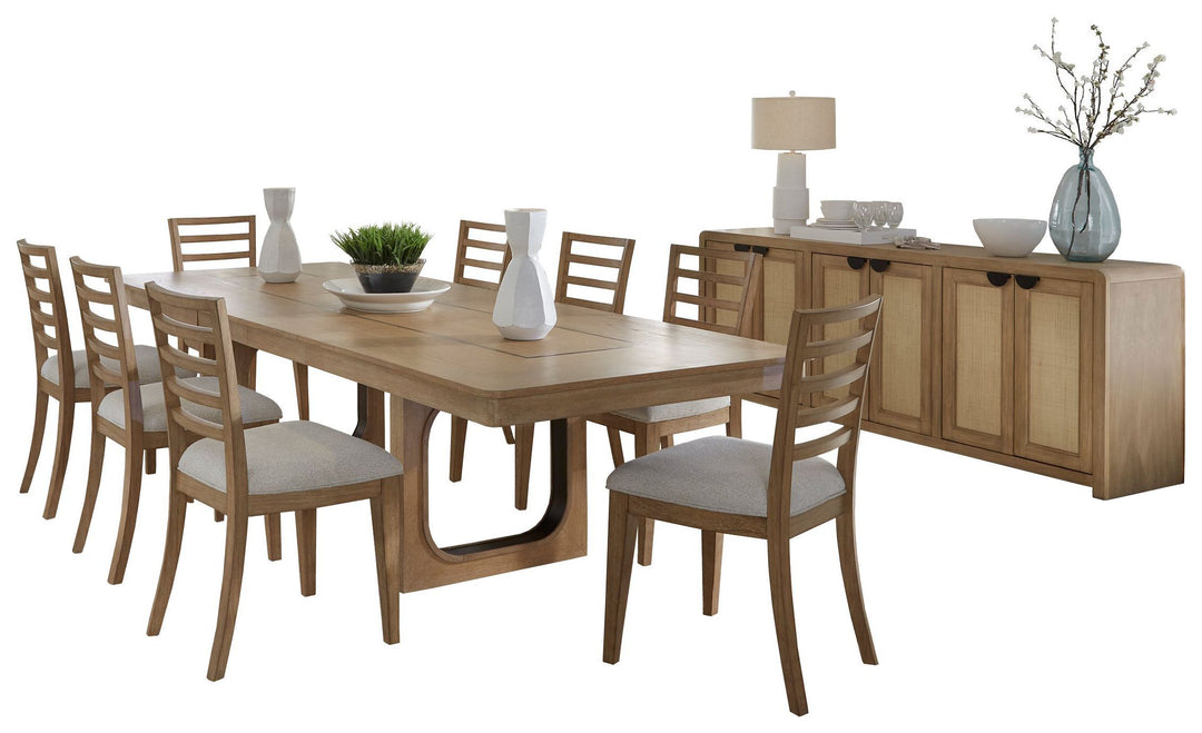 House Escape - Dining 84 In. Rectangular Extendable Table with Console & 8 Ladderback Chairs