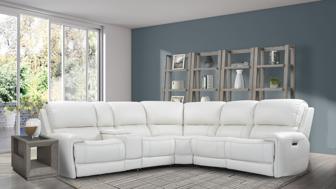 Living Empire - Verona Ivory 6 Piece Modular Power Reclining Sectional with Power Adjustable Headrests