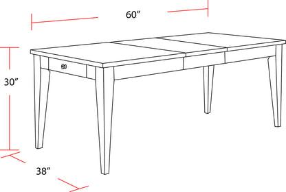 House Americana Modern Dining 60 In. Rectangular Extendable Dining Table