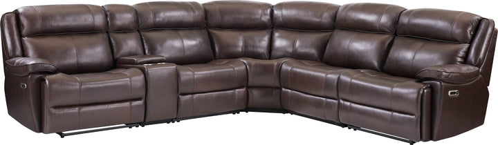 Living Eclipse - Florence Brown 6 Piece Modular Power Reclining Sectional with Power Adjustable Headrests