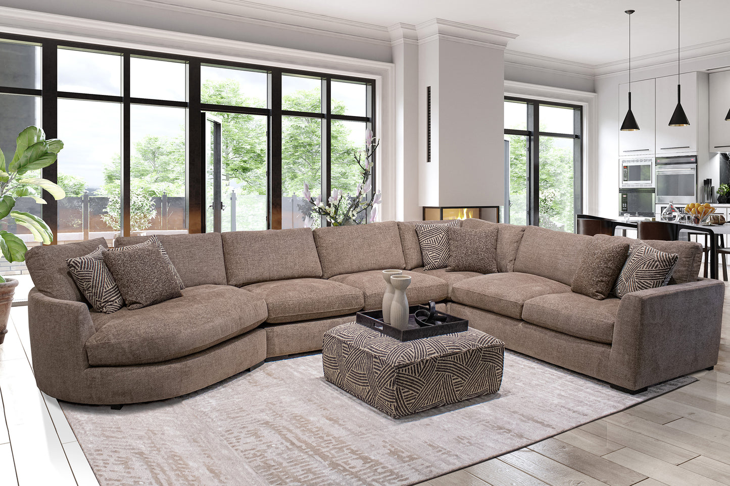 Living The Bump - Alistair Fossil 4 Piece Modular Sectional