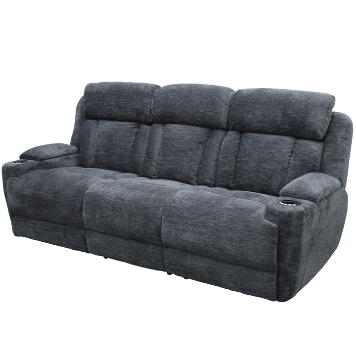 Living Dalton - Lucky Charcoal Power Reclining Sofa with Drop Down Console