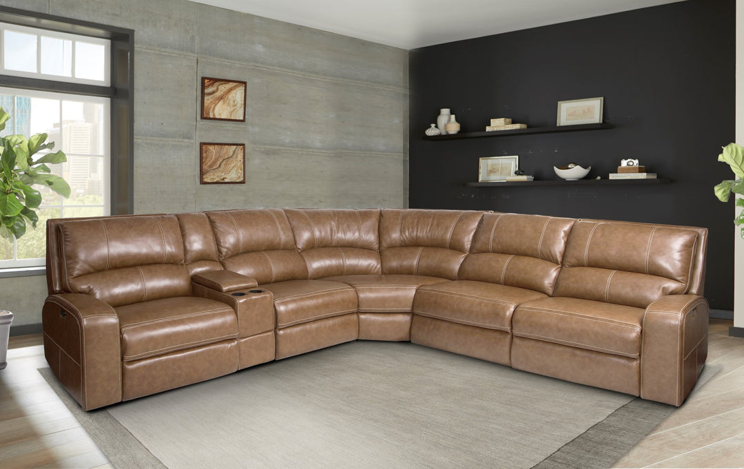 Living Swift - Bourbon 6 Piece Modular Power Reclining Sectional with Power Adjustable Headrests