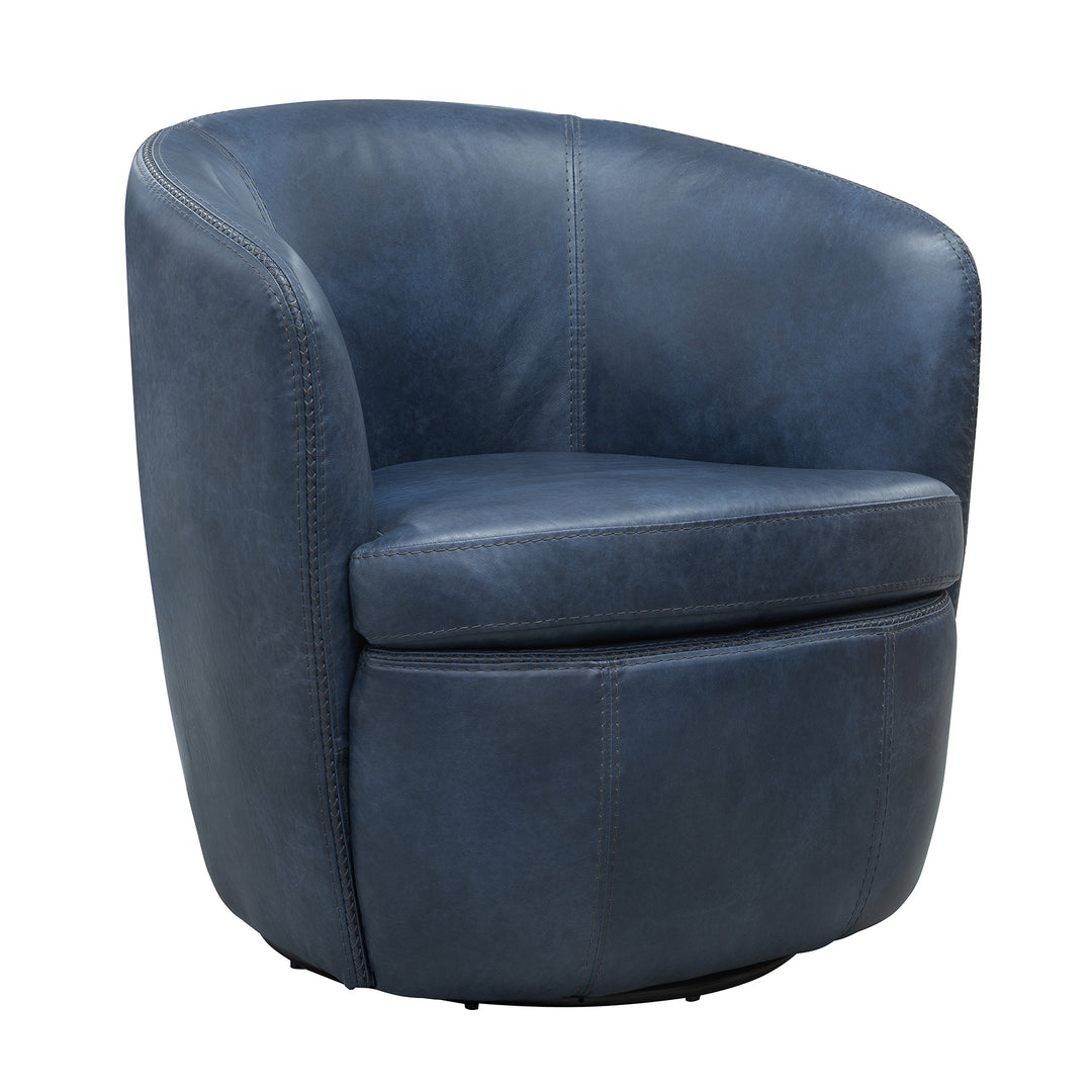 Living Barolo - Vintage Navy 100% Italian Leather Swivel Club Chair