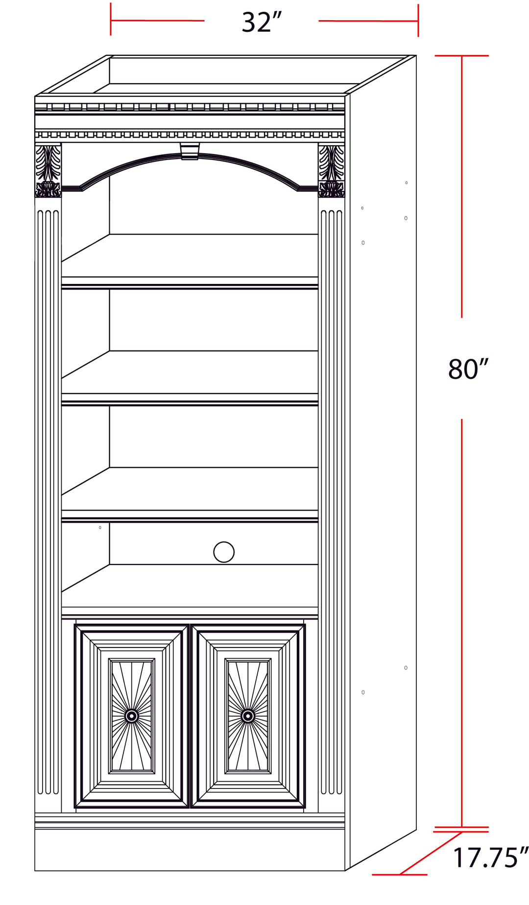 House Huntington 32 In. Open Top Bookcase