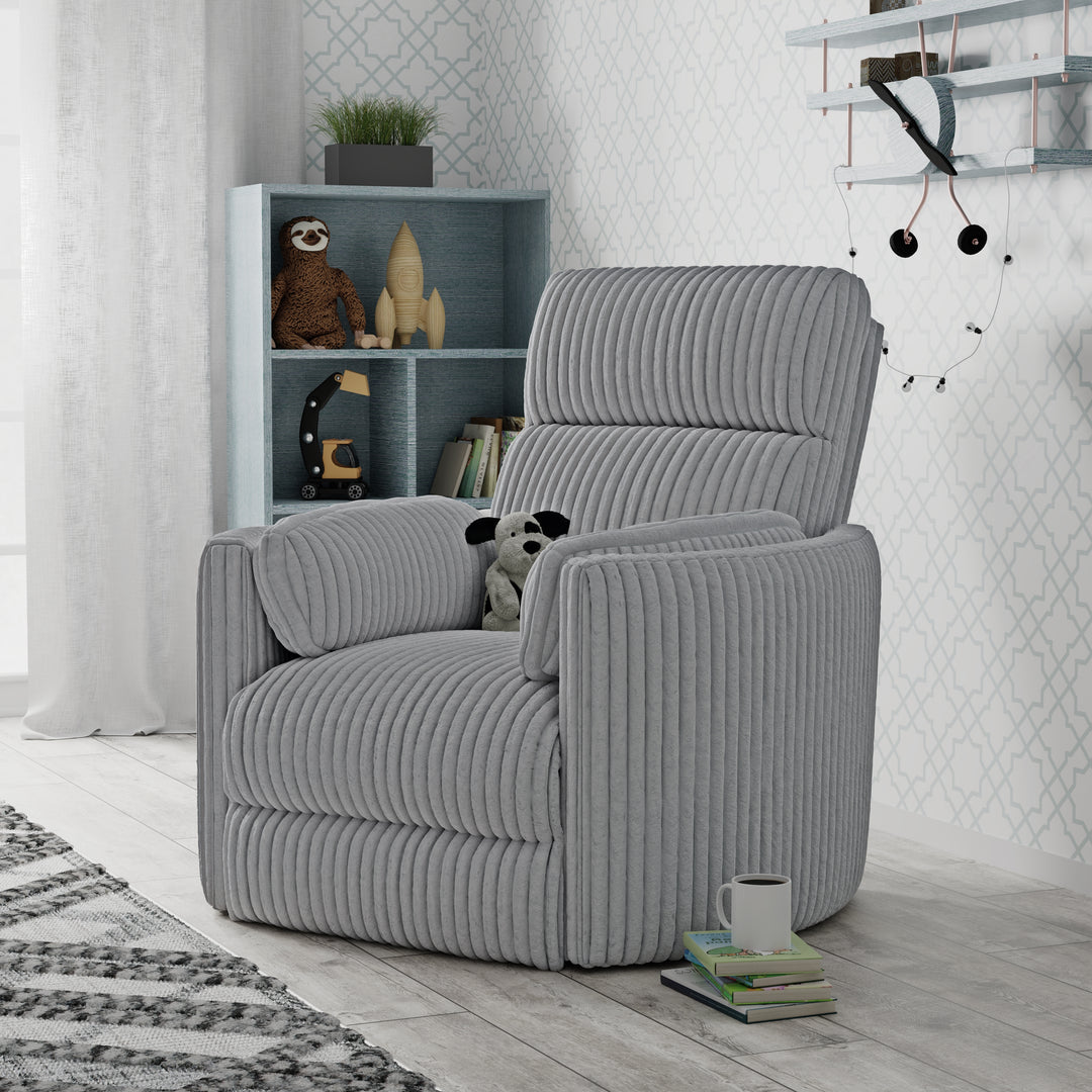 Living Radius - Mega Grey Power Swivel Glider Recliner Two Pack