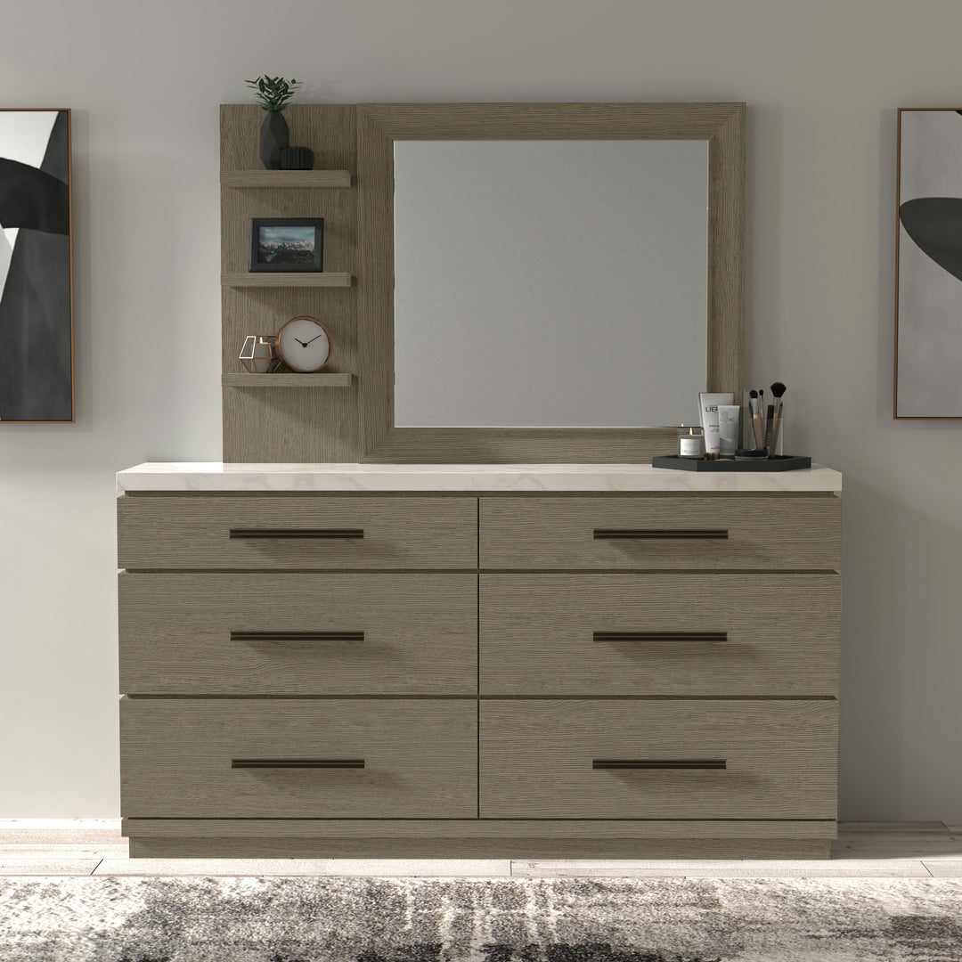 Parker House Pure Modern Bedroom 6 Drawer Dresser and Mirror