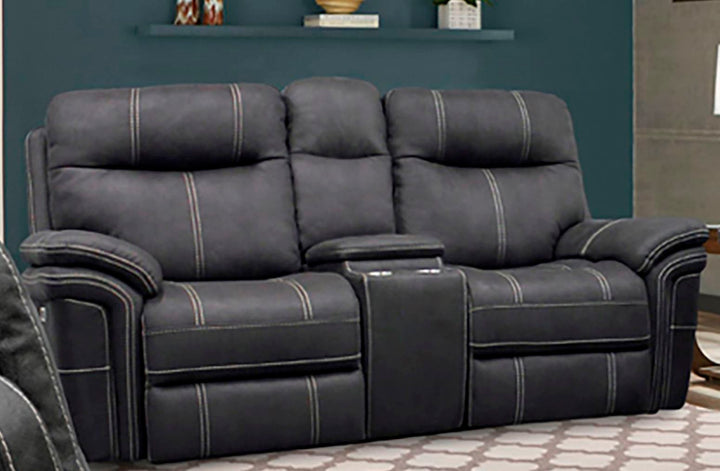 Living Mason - Charcoal Power Reclining Console Loveseat