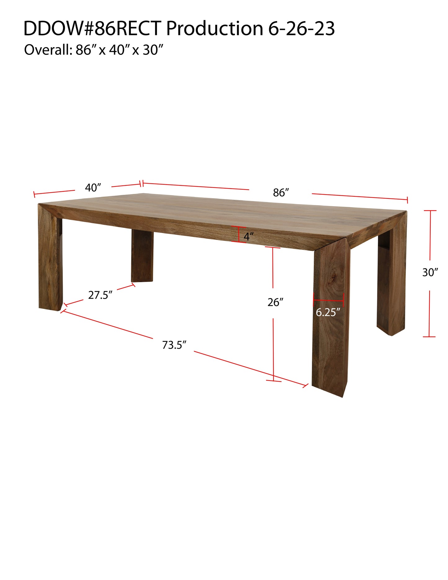 House Crossings - Downtown Dining 86 In. Rectangular Dining Table