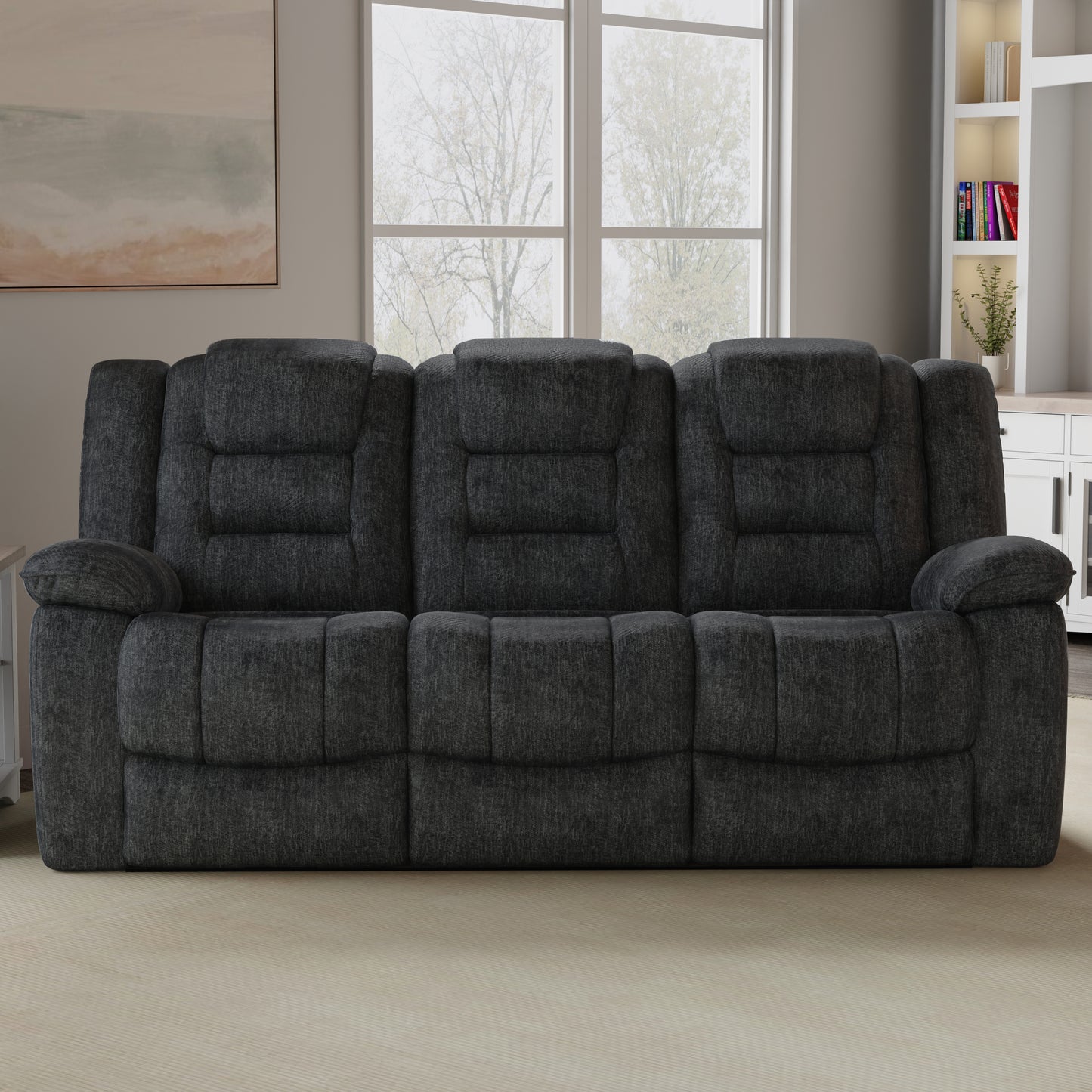 Living Bolton - Misty Storm Manual Reclining Sofa