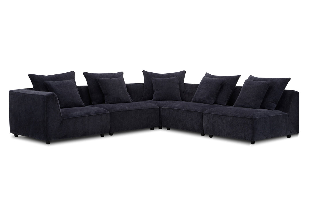 Living Recess - Reptile Blue 5 Piece Modular Sectional