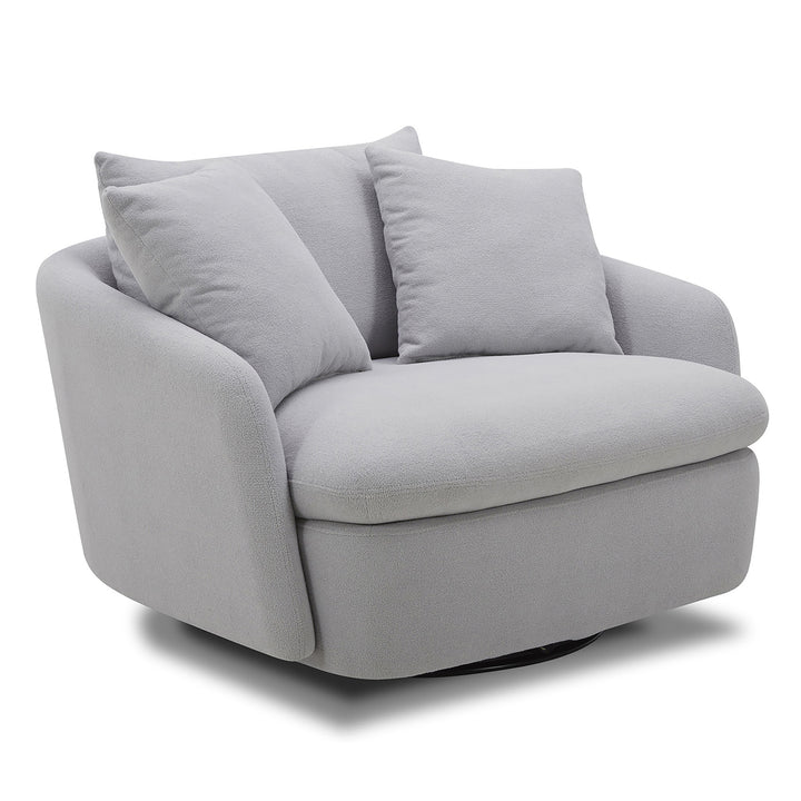 Living Boomer - Dove Grey Large Swivel Chair with 2 Toss Pillows