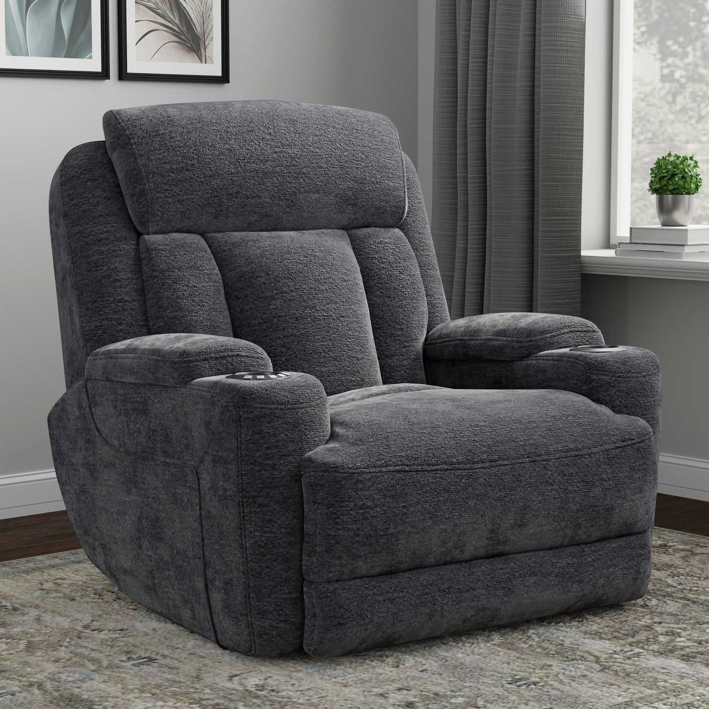 Living Dalton - Lucky Charcoal Power Recliner