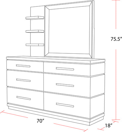 House Pure Modern Bedroom 6 Drawer Dresser and Mirror