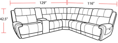 Living Spencer - Tide Graphite 6 Piece Modular Power Reclining Sectional with Power Adjustable Headrests