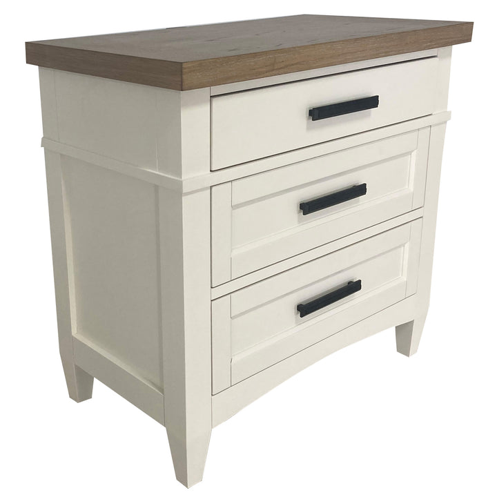 House Americana Modern Bedroom 3 Drawer Nightstand with Charging Station