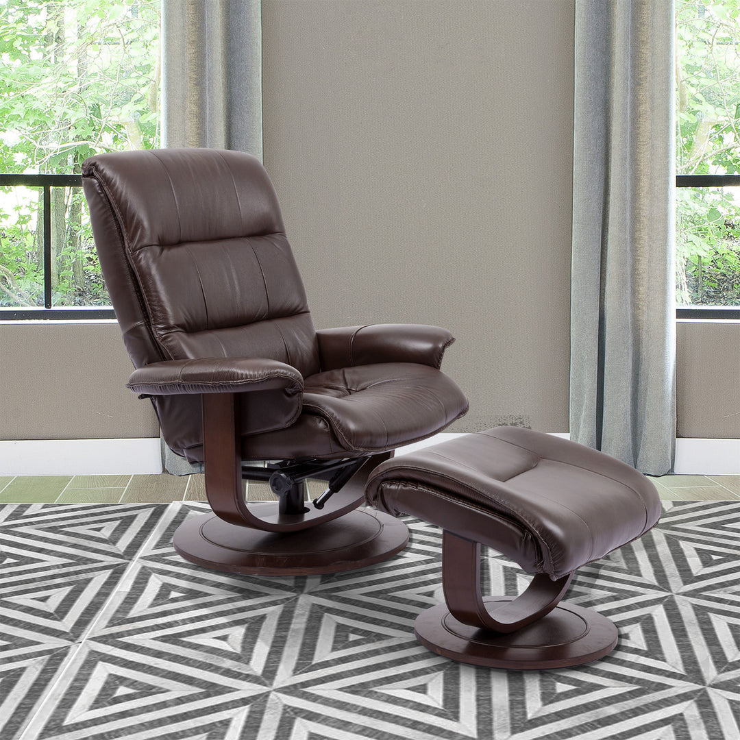 Living Knight - Robust Manual Reclining Swivel Chair and Ottoman