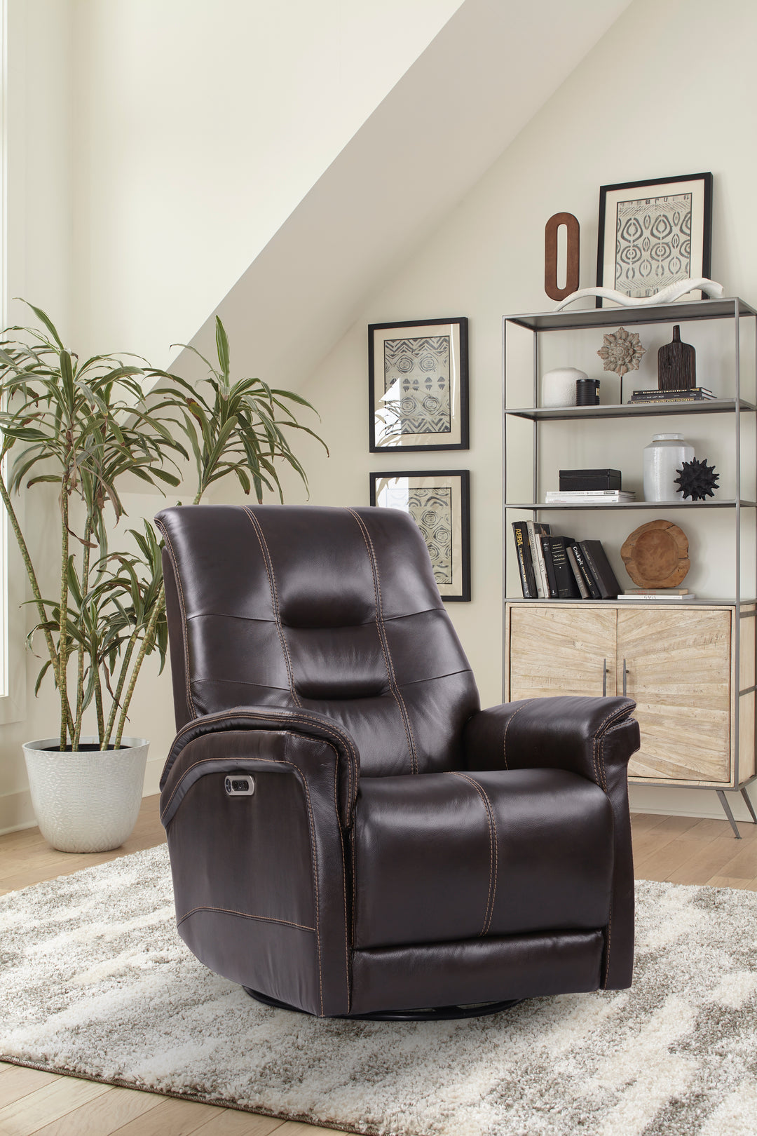 Living Carnegie - Verona Coffee - Powered By Freemotion Cordless Power Swivel Glider Recliner