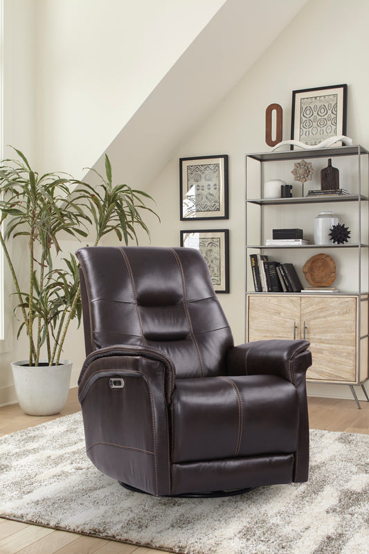 Living Carnegie - Verona Coffee - Powered By Freemotion Cordless Power Swivel Glider Recliner