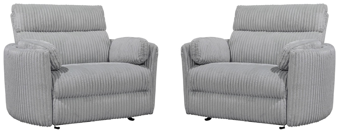 Living Radius Xl - Mega Grey Extra Wide Power Glider Recliner Two Pack