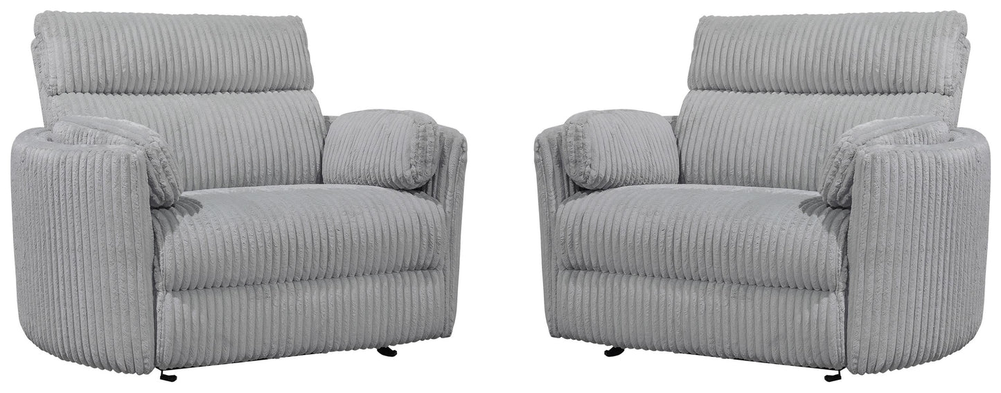 Living Radius Xl - Mega Grey Extra Wide Power Glider Recliner Two Pack