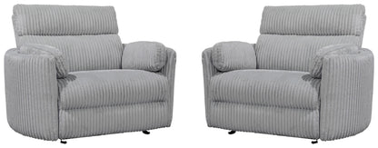 Living Radius Xl - Mega Grey Extra Wide Power Glider Recliner Two Pack