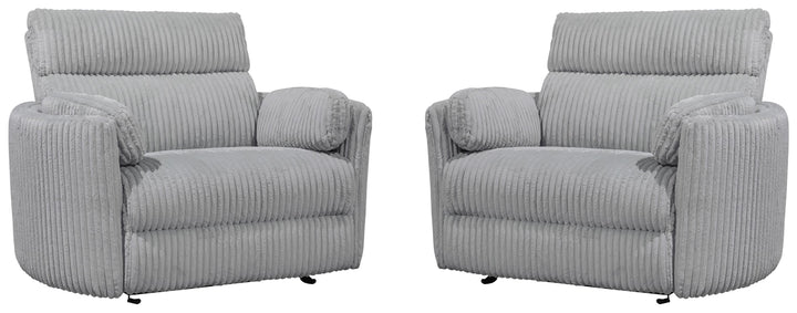 Living Radius Xl - Mega Grey Extra Wide Power Glider Recliner Two Pack