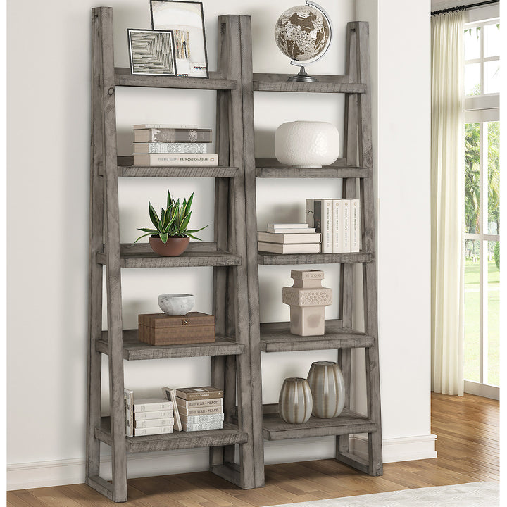 House Tempe - Grey Stone Pair Of Etagere Bookcases