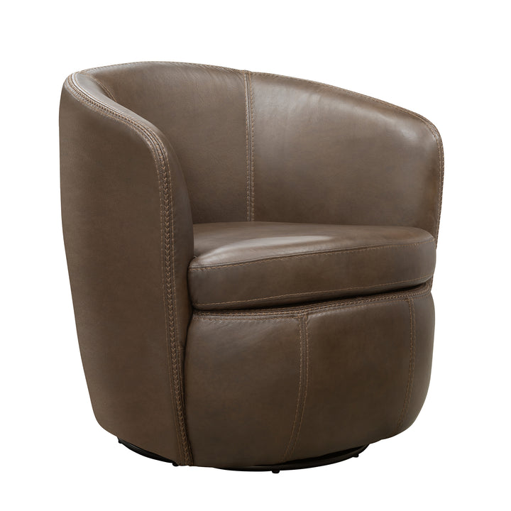 Living Barolo - Vintage Brown 100% Italian Leather Swivel Club Chair