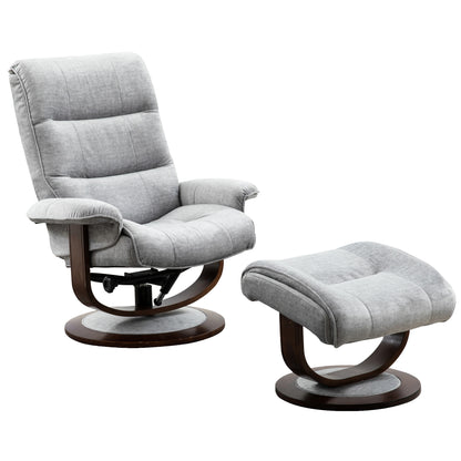 Living Knight - Capri Silver Manual Reclining Swivel Chair and Ottoman