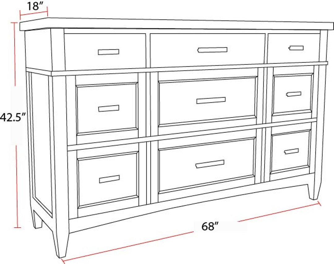 House Americana Modern Bedroom 9 Drawer Dresser