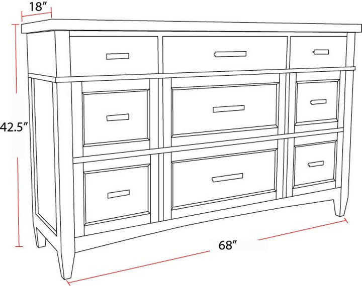 House Americana Modern Bedroom 9 Drawer Dresser