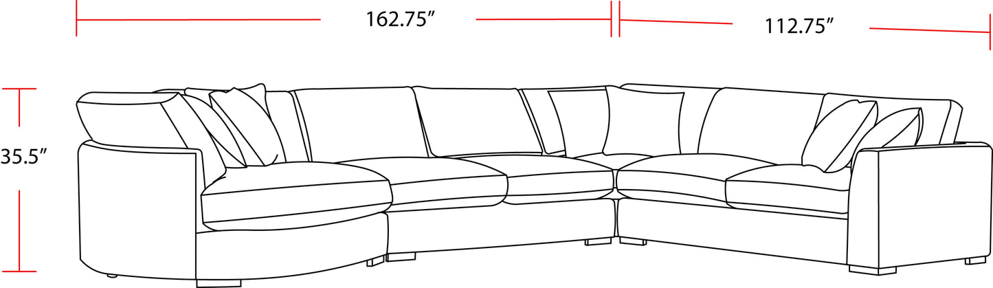 Living The Bump - Alistair Fossil 4 Piece Modular Sectional