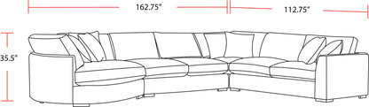 Living The Bump - Alistair Fossil 4 Piece Modular Sectional