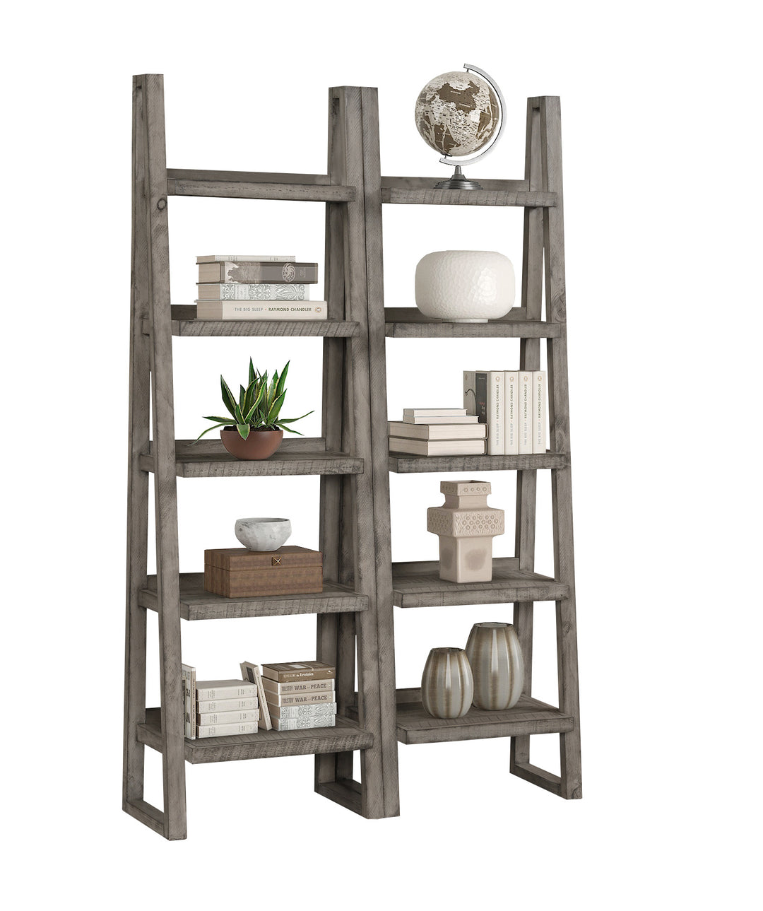 House Tempe - Grey Stone Pair Of Etagere Bookcases