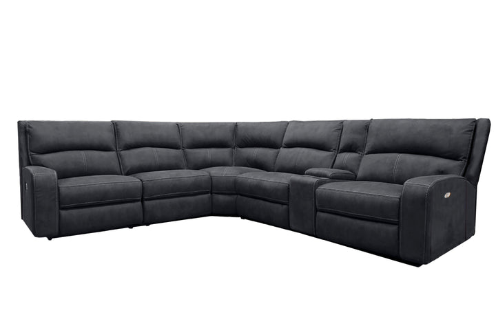 Living Polaris - Slate 6 Piece Modular Power Reclining Sectional with Power Adjustable Headrests