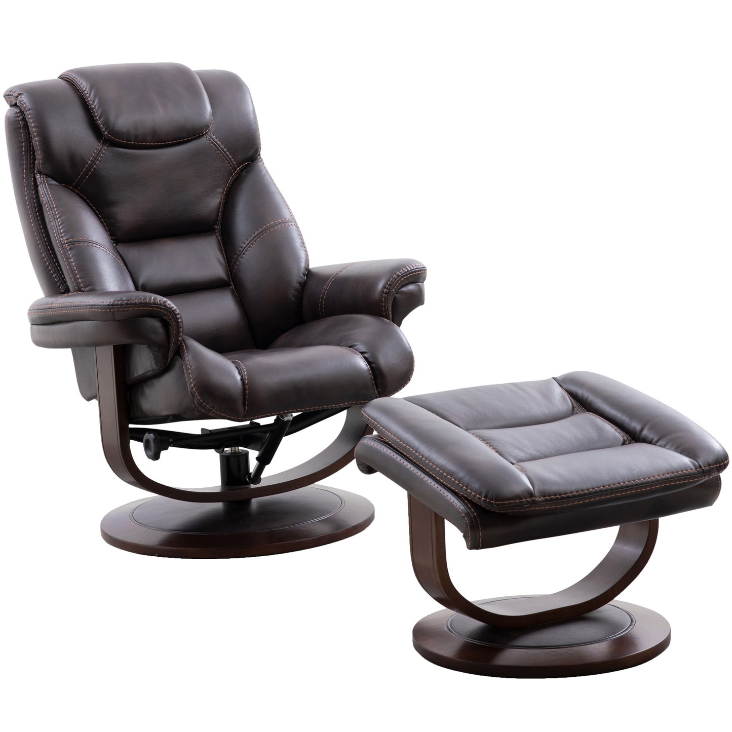 Living Monarch - Truffle Manual Reclining Swivel Chair and Ottoman