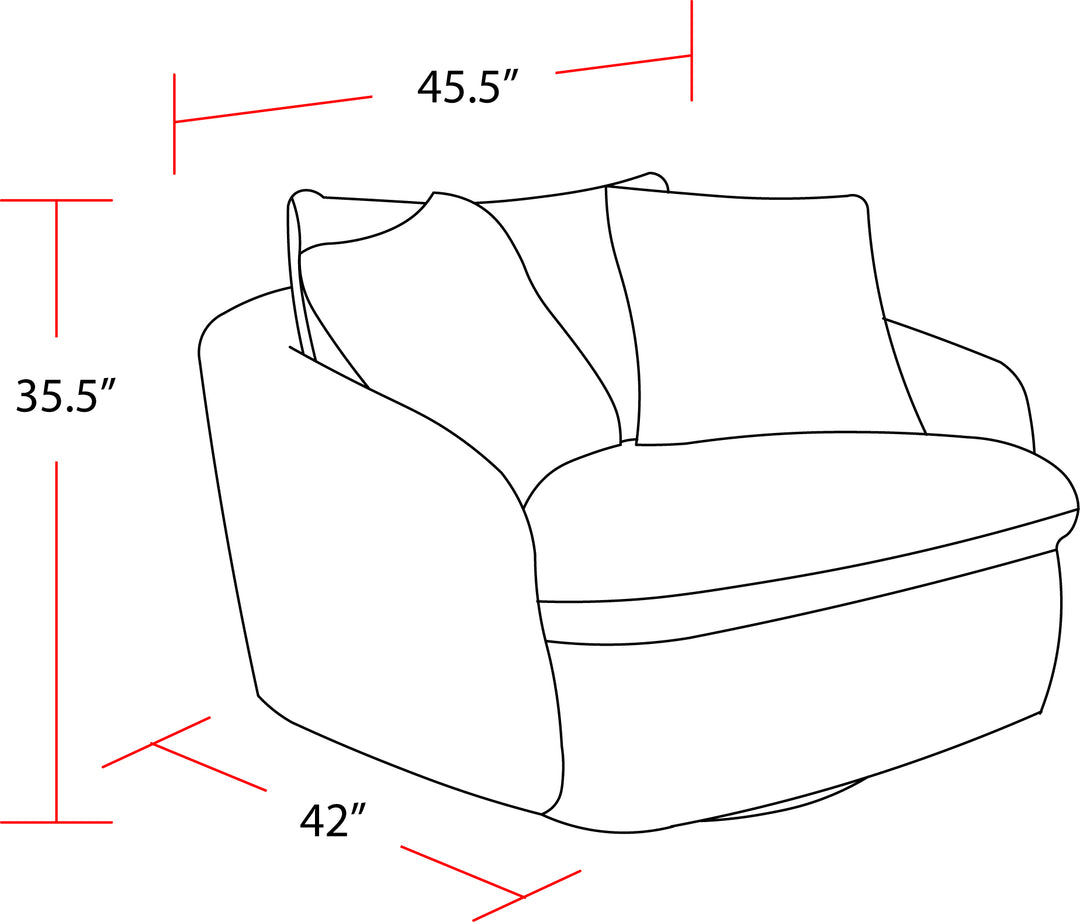 Living Boomer - Mega Ivory Large Swivel Chair with 2 Toss Pillows