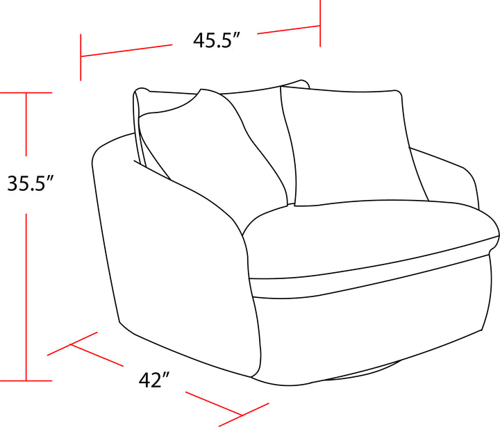 Living Boomer - Mega Ivory Large Swivel Chair with 2 Toss Pillows