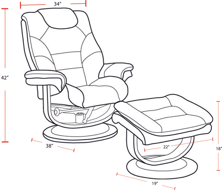 Living Knight - Chocolate Manual Reclining Swivel Chair and Ottoman